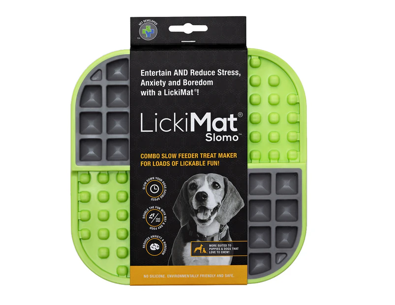 Lickimat Pet Dog/Cat Slomo 20cm Licking Mat Slow Feeder Food Feeding Pad Green