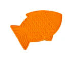 LickiMat Classic Felix Boredom Buster Fish Shaped Cats Slow Feeder Orange - Orange