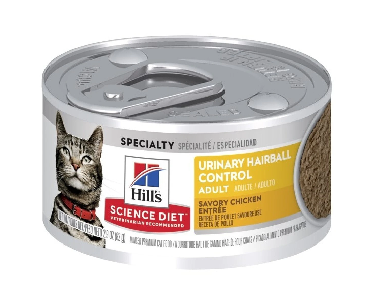 Hills Adult Urinary Hairball Control Wet Cat Food Savory Chicken Entree 24 x 82g