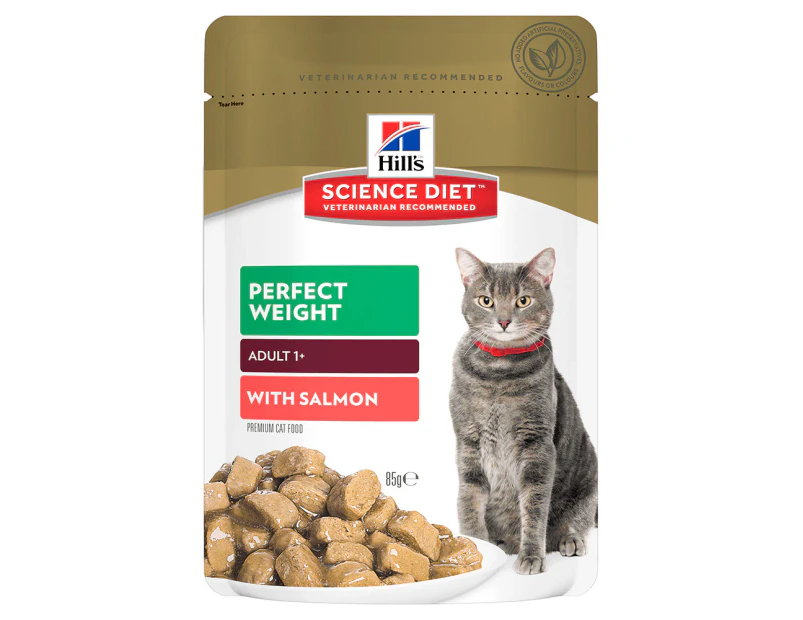 Hills Adult 1+ Perfect Weight Wet Cat Food Salmon 12 x 85g