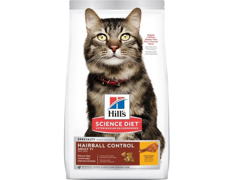 Hills Adult 7+ Hairball Control Dry Cat Food Chicken 2kg