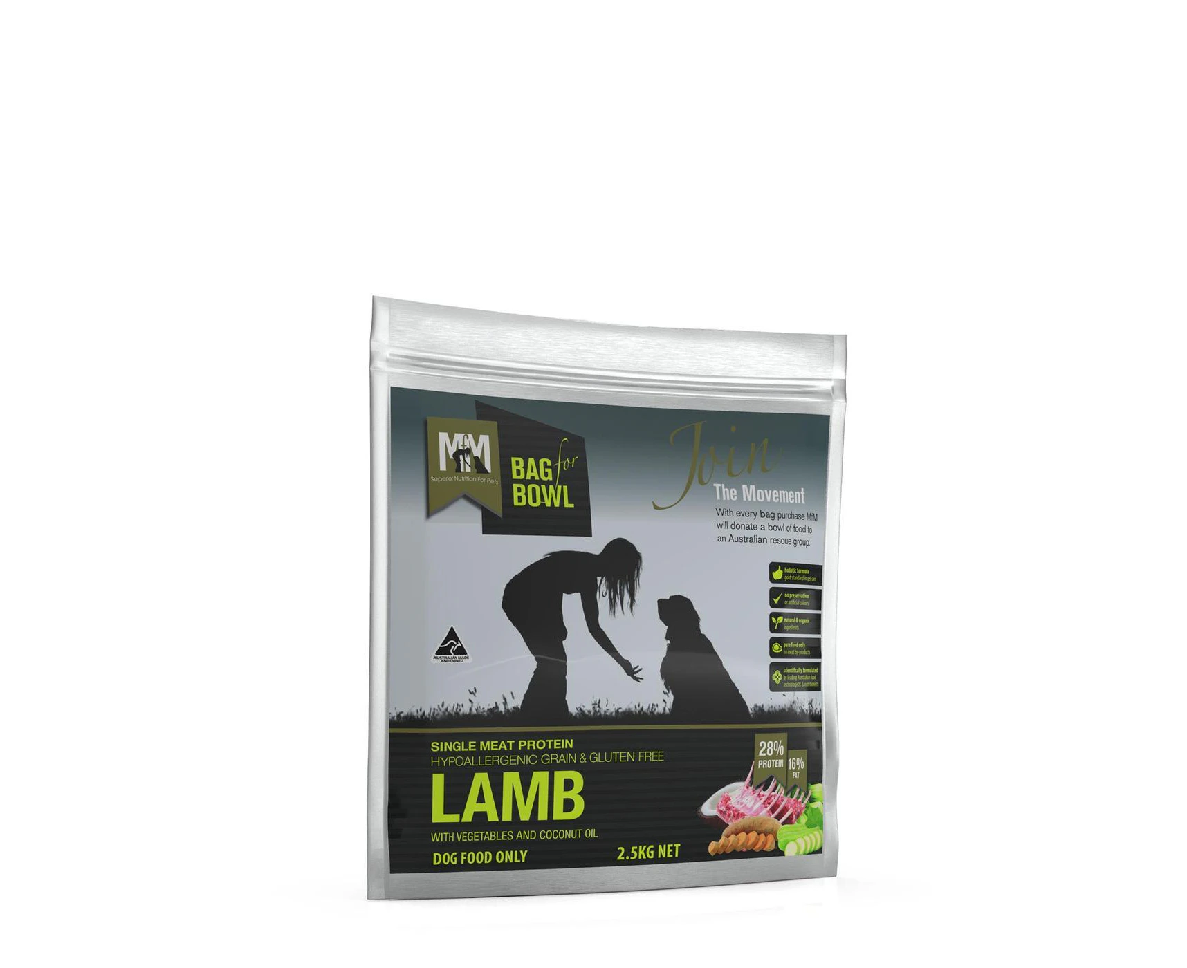 Meals for Mutts 2.5kg Lamb Single Protein Grain Free Adult Dog Dry Food (MFM)