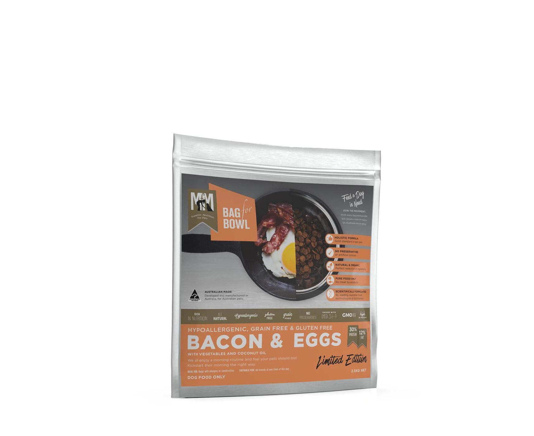 Bacon & Eggs 2.5kg Meals for Mutts Grain Free Dry Adult Dog Food (MFM)