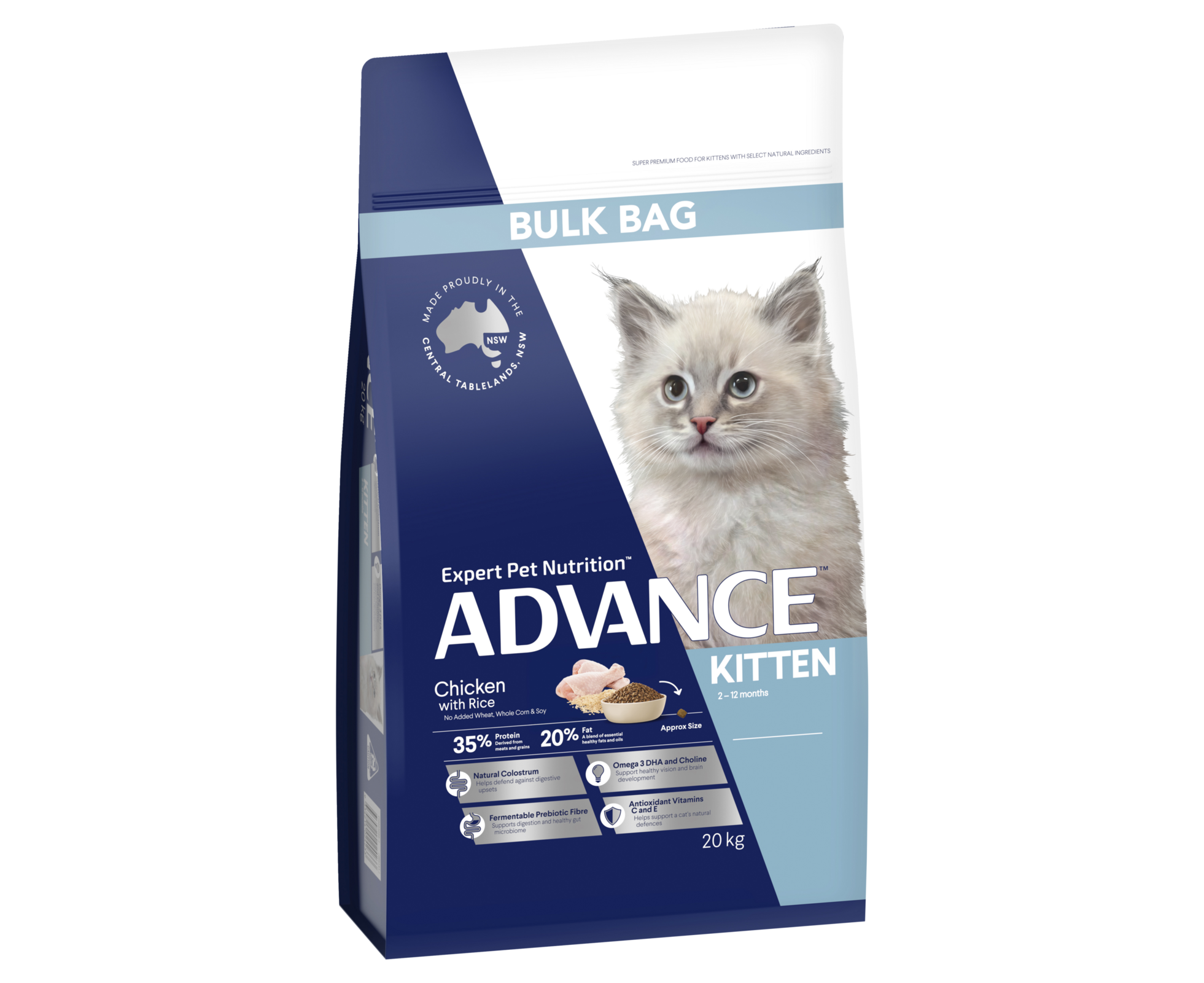 Advance Kitten Plus Growth Dry Cat Food Chicken w Rice Bulk Bag