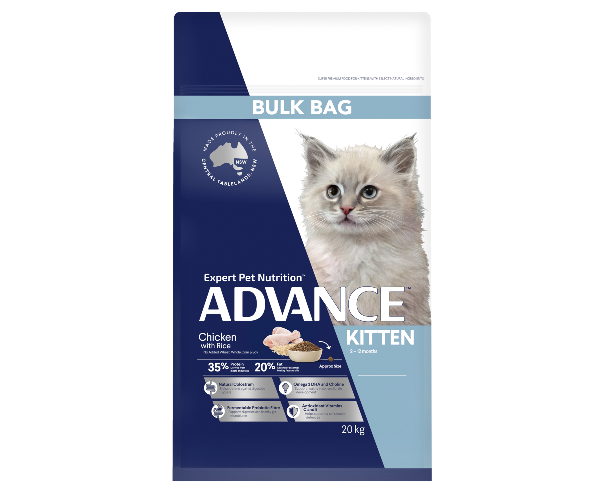 Advance Kitten Plus Growth Dry Cat Food Chicken w Rice Bulk Bag