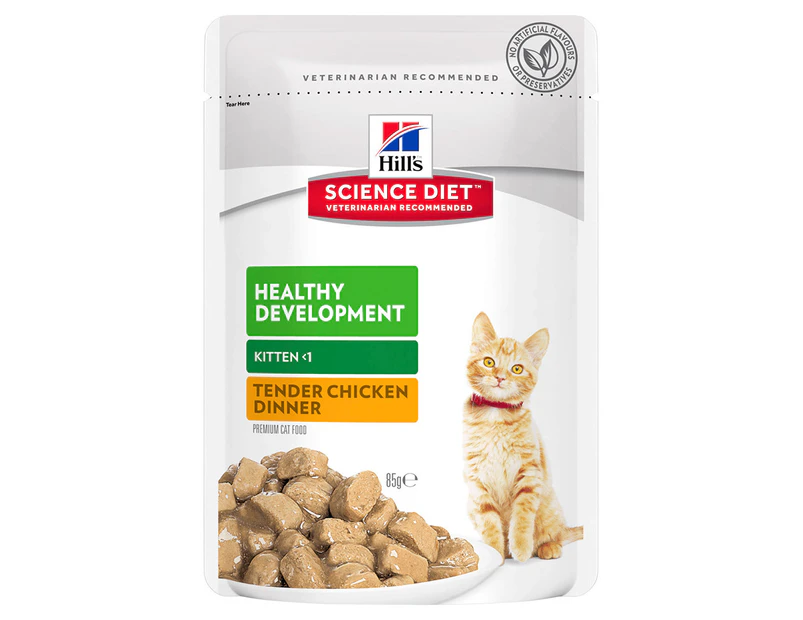 Hills Kitten Healthy Development Wet Cat Food Tender Chicken Dinner 12 x 85g