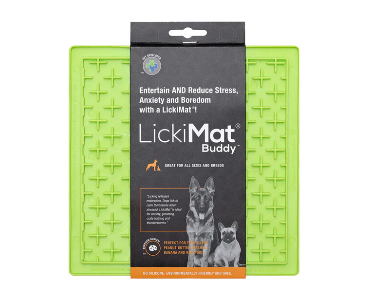 LickiMat Classic Buddy Boredom Buster Dogs & Cats Slow Feeder Mat Green - Green