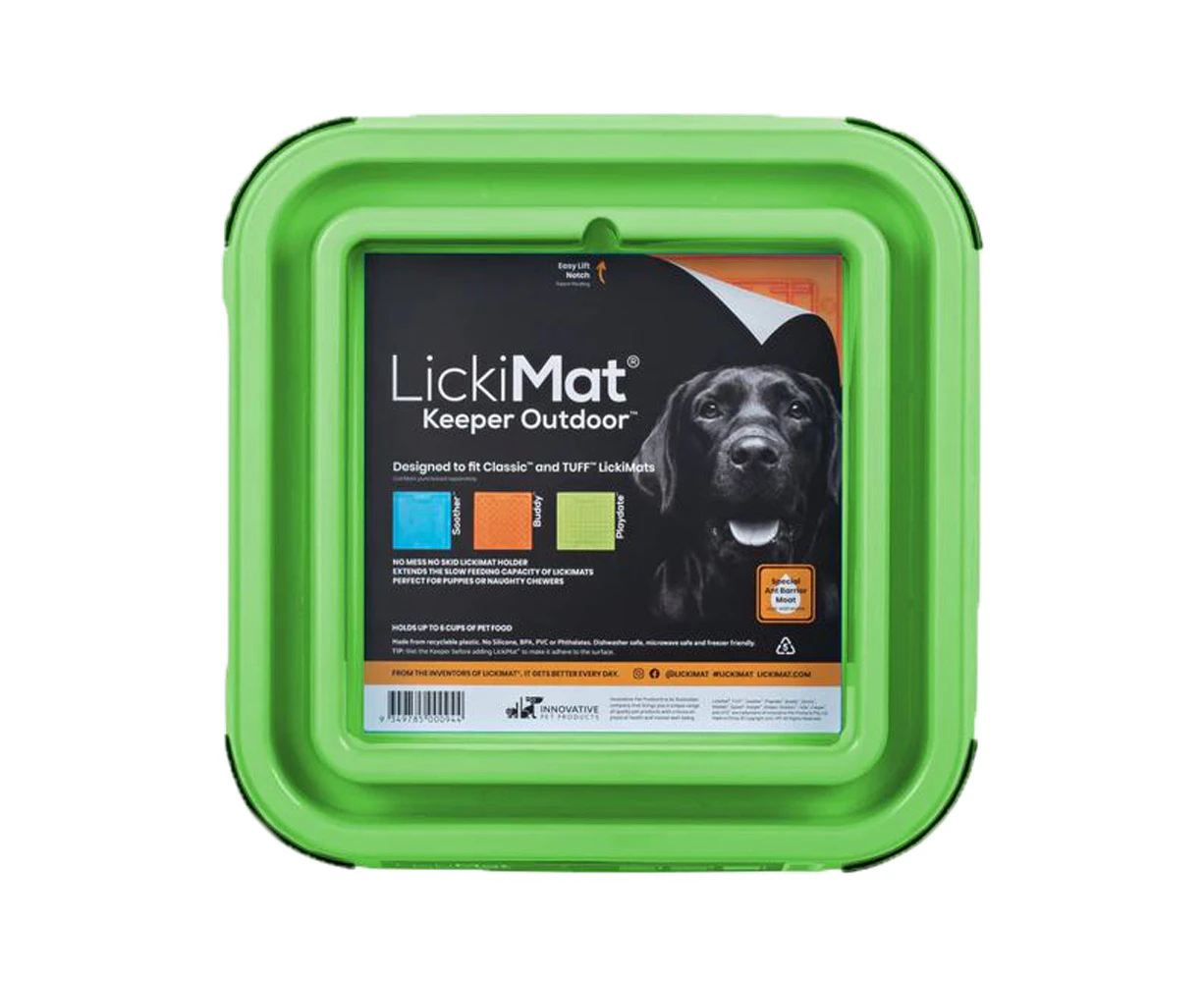 LickiMat Outdoor Keeper Non-Skid Dog Slow Feeder Mat Holder Green