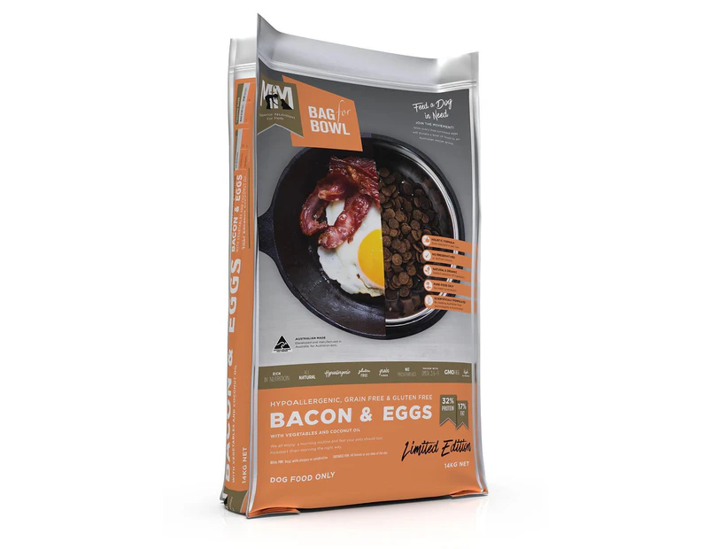 Bacon & Eggs 14kg Meals for Mutts Grain Free Dry Adult Dog Food (MFM)