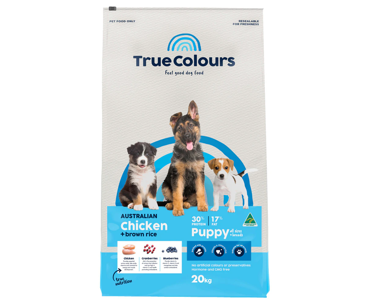 True Colours Puppy All Sizes & Breeds Dry Dog Food Chicken & Brown Rice 20kg