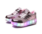 Dadawen Kids LED Roller Shoes Sneakers with Two Wheel for Boys Girls-586-1-Rose Pink