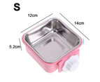 Dog Bowl, Stainless Steel Removable Hanging Food Water Bowl,Pet Cage Bowls-pink S