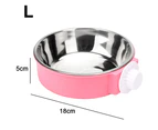 Dog Bowl, Stainless Steel Removable Hanging Food Water Bowl for Dog, Cat, Rabbit, Small Animals-pink L