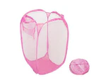 Colorfulstore Laundry Bag Pop Up Mesh Washing Foldable Laundry Basket Bag Bin Hamper Storage-Pink