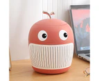 Colorfulstore Desktop Trash Can Mini Size Home Decoration Reusable Waste Bin Round Storage Trash with Lid Cartoon-Pink