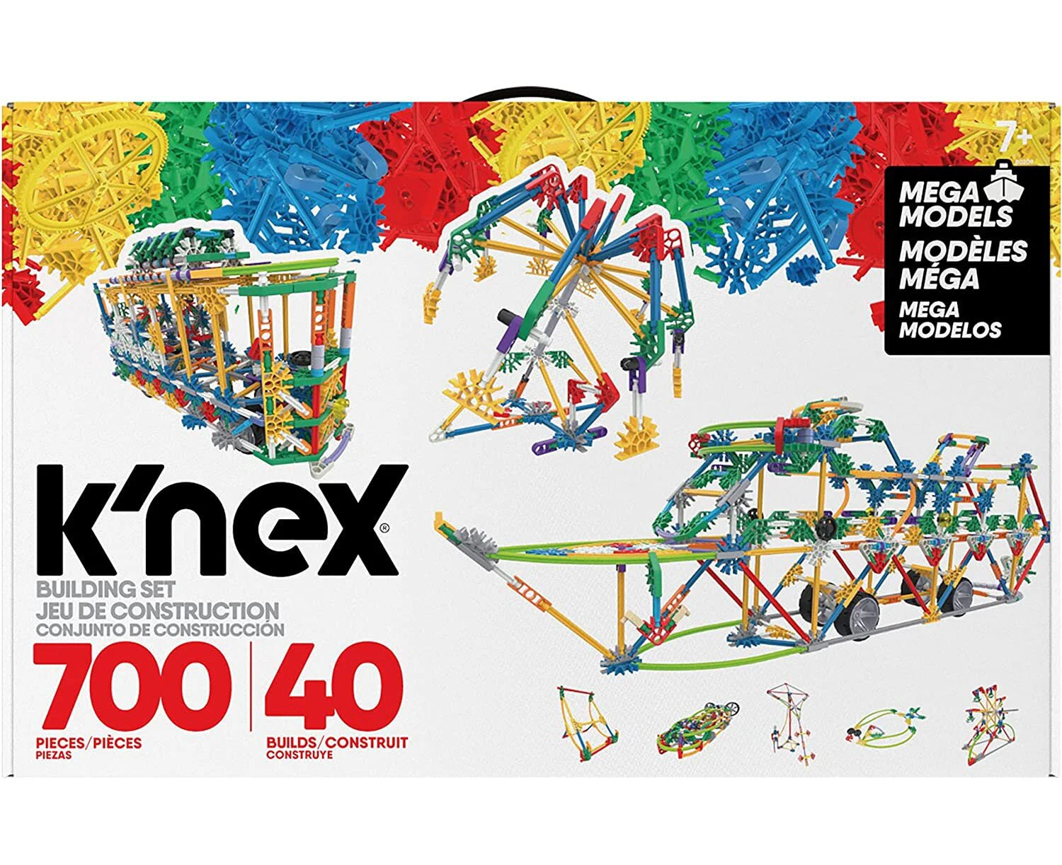 700pc Knex Mega Builders Kids/Childrens Construction Toy - 40 Builds 7+