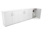Uniform Small Storage Cupboard [2400W x 750H x 350D] - White, white, silver handle