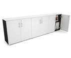 Uniform Small Storage Cupboard [2400W x 750H x 350D] - Black, white, silver handle