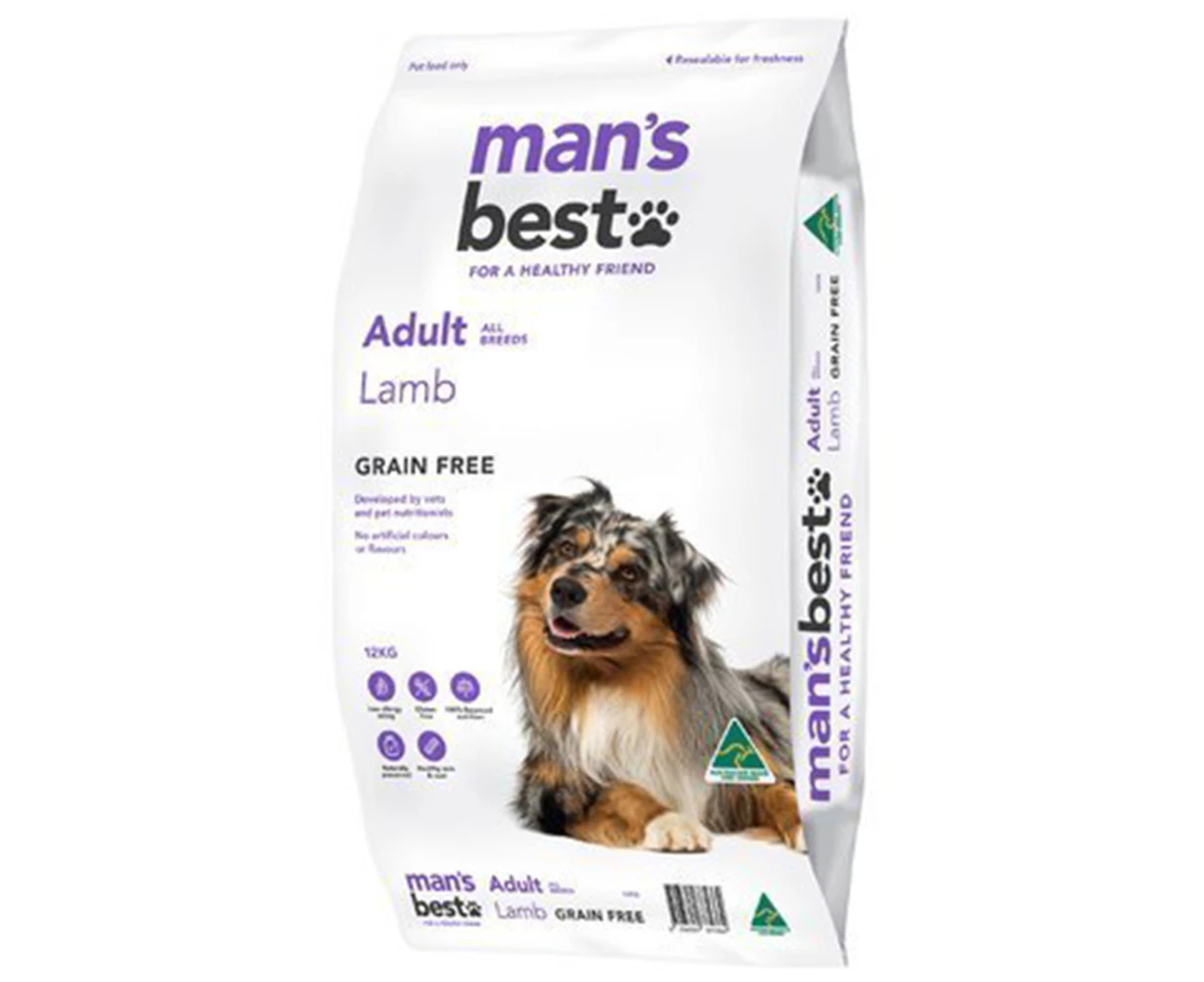 Mans Best Adult All Breeds Grain Free Dry Dog Food Lamb 12kg