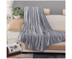 Solid Color Plush Blanket Lightweight Warm Cozy Thermal Nap Blankets for Living Room Sofa Bed-Light Grey