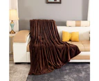Solid Color Plush Blanket Lightweight Warm Cozy Thermal Nap Blankets for Living Room Sofa Bed-Coffee