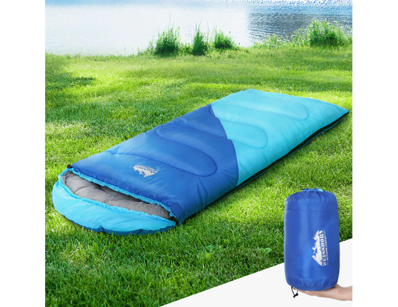 Weisshorn Sleeping Bag Kids Single 172cm Thermal Camping Hiking Blue