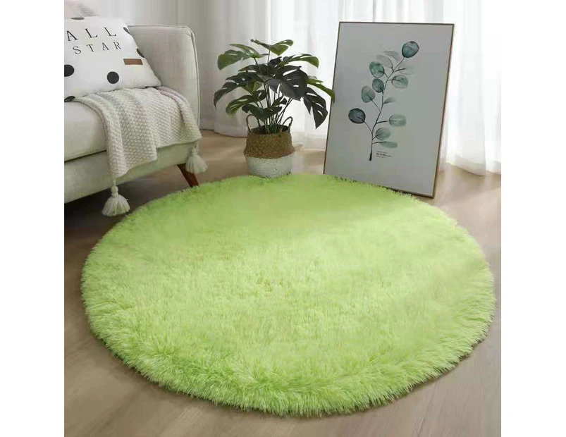 Floor Round Fluffy Rug Living Room Bedroom Extra Soft Shaggy Carpet Coffee Table Green 80*80cm