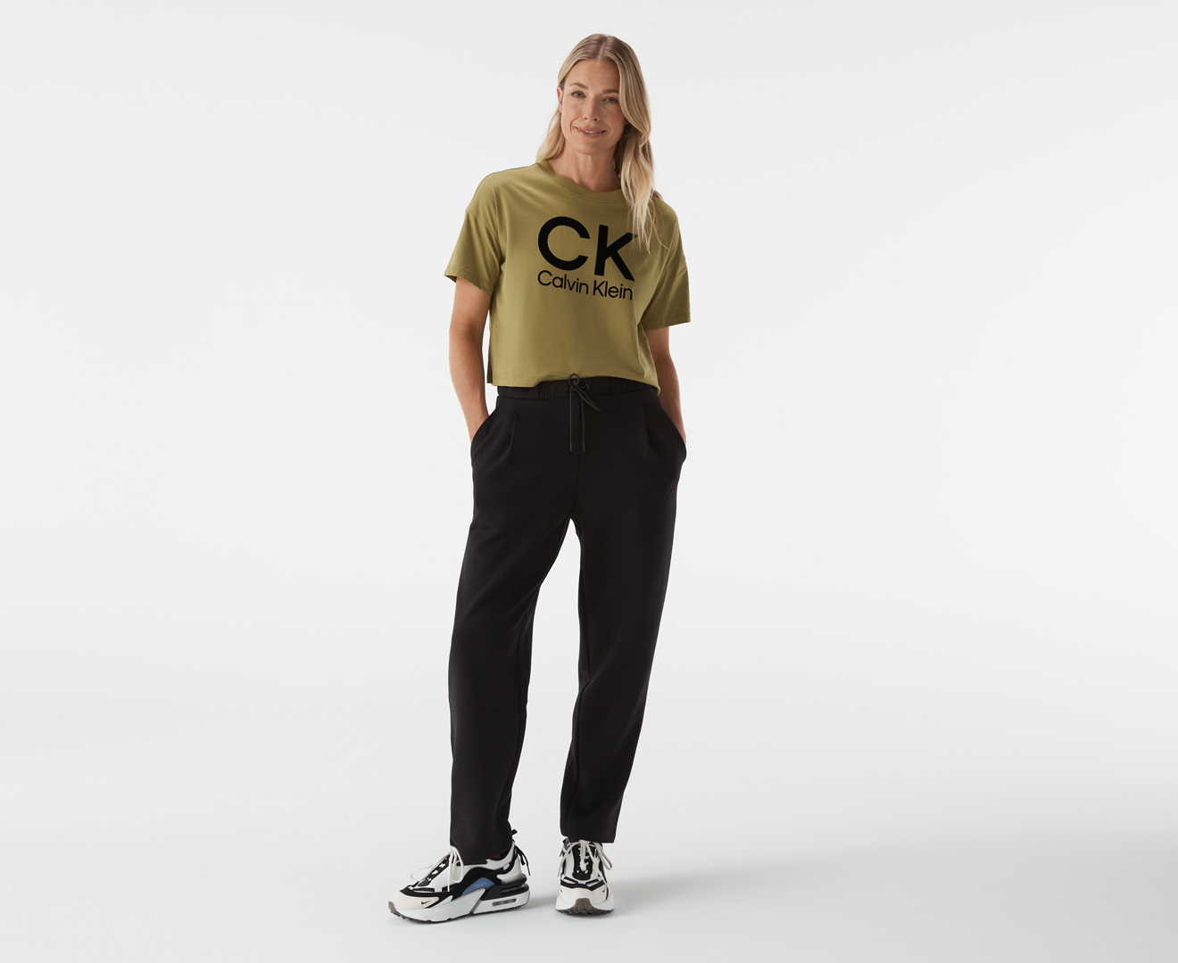 Calvin Klein Performance Women's Stacked Flocking Logo-print