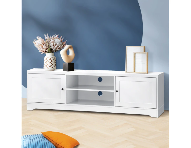 Oikiture TV Cabinet Entertainment Unit Stand Storage Hamptons Furniture 160CM - White