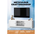 Oikiture TV Cabinet Entertainment Unit Stand Storage Hamptons Furniture 160CM - White