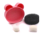 SunnyHouse Cute Bear Shape Makeup Brush Cleaning Box Eye Shadow Blush Powder Sponge Dry Tool-Pink