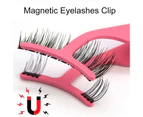 SunnyHouse Eyelash Tweezer Widen Handle Ergonomic Stainless Steel Portable False Eyelash Applicator for Magnetic Lashes-Pink