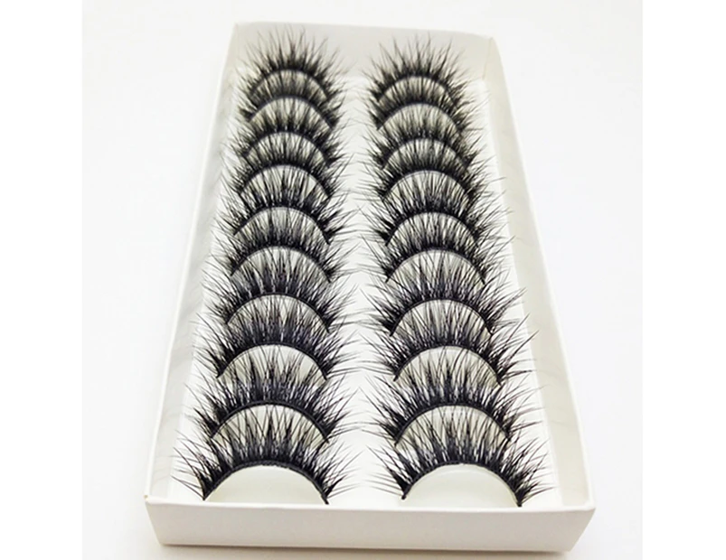 SunnyHouse 10Pairs False Eyelashes Thick Reusable Synthetic Fiber Naturals Cruelty-Free False Lashes for Daily Life-