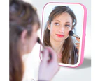 SunnyHouse Portable LED Lighted Touch Dimmer Brightness Square Table Makeup Cosmetic Mirror-Pink