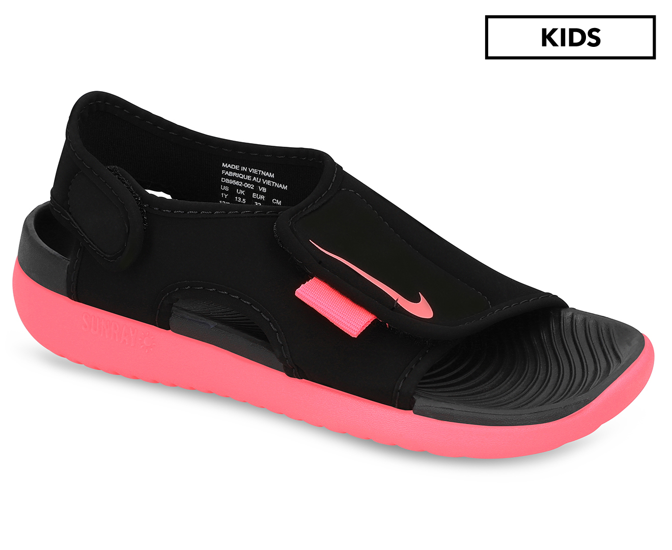 Nike Girls Sunray Adjust 5 V2 Sandals Black Racer Pink M