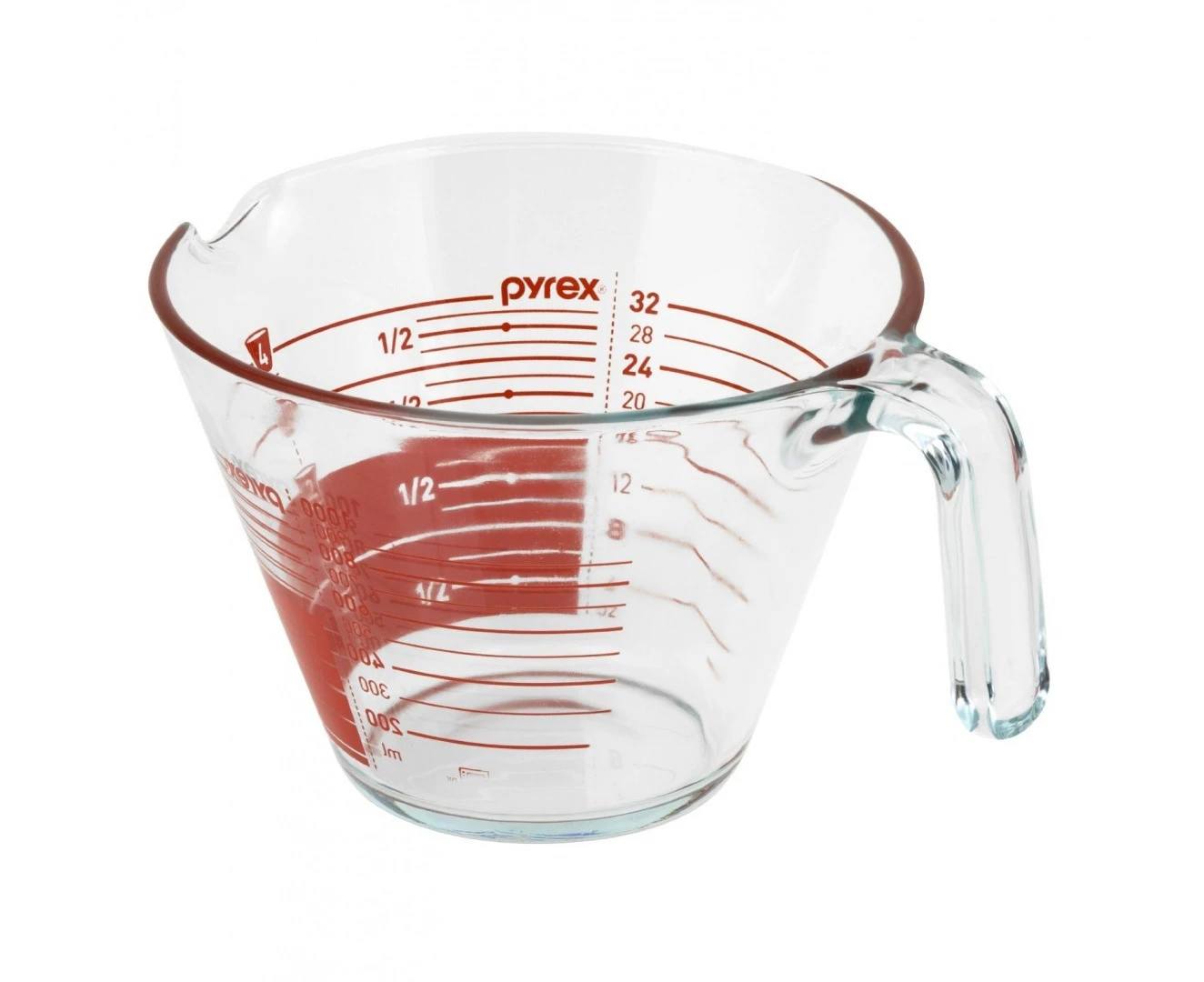 (4-Cup) - Pyrex 4-Cup (0.9l) Measuring Cup Read From Above Graphics Clear Glass