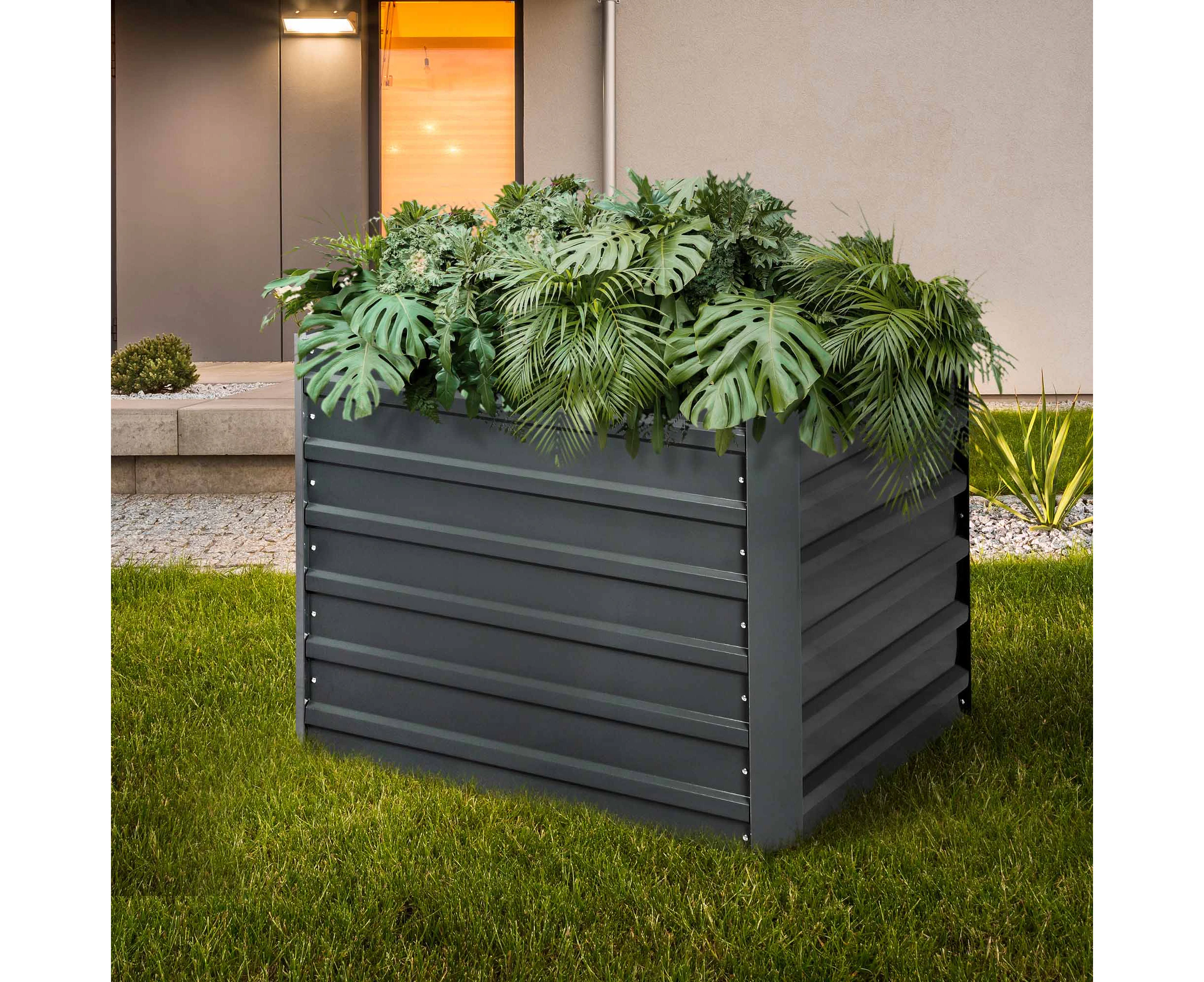 Lambu Garden Bed Planter Raised Coated Steel Veggie Beds 100x100x77cm Square x2