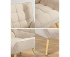 Oikiture Armchair Accent Chairs Sofa Lounge Fabric Upholstered Tub Chair Beige - Beige