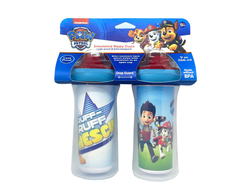 2pc Paw Patrol Toddler/Children's Insulated Sippy Cup Set Kids 9m+ 9oz/266ml