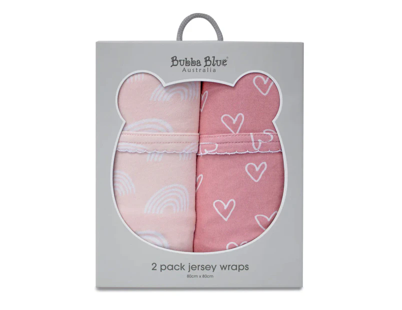 2PK Bubba Blue Nordic 80x80cm Jersey Swaddle Wrap Baby 0-12m Dusty Berry/Rose