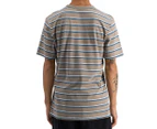 Champion Men's Script Stripe Tee / T-Shirt / Tshirt - Taupe Grey/Multi
