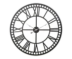 Artiss 80cm Wall Clock Large Roman Numerals Metal Black