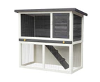 Oppsbuy Rabbit Hutch Indoor Outdoor Rabbit House Guinea Pig Cage Pet House for Small Animals Grey