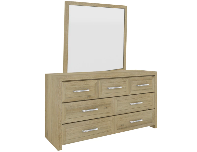 Gracelyn Dresser Mirror 7 Chest of Drawers Solid Wood Bedroom Cabinet - Smoke