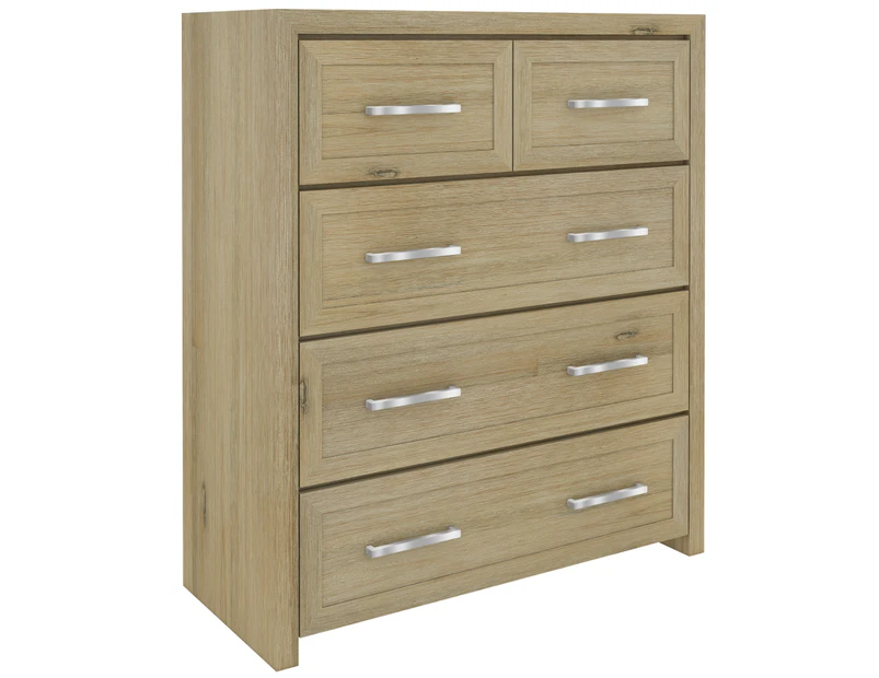 Gracelyn Tallboy 5 Chest of Drawers Solid Wood Bedroom Storage Cabinet - Smoke