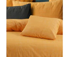 Amsons 100% Cotton Quilt Cover Set - Textured Print - Raw Amber - Yellow