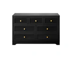 Oikiture 7 Chest of Drawers Tallboy Dresser Table Storage Cabinet Black