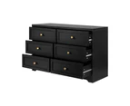 Oikiture 6 Chest of Drawers Tallboy Dresser Table Storage Cabinet Black