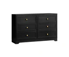 Oikiture 6 Chest of Drawers Tallboy Dresser Table Storage Cabinet Black
