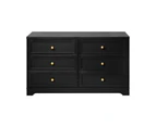 Oikiture 6 Chest of Drawers Tallboy Dresser Table Storage Cabinet Black